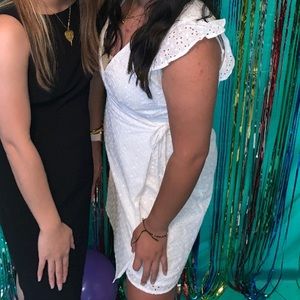 white lace wrap style dress